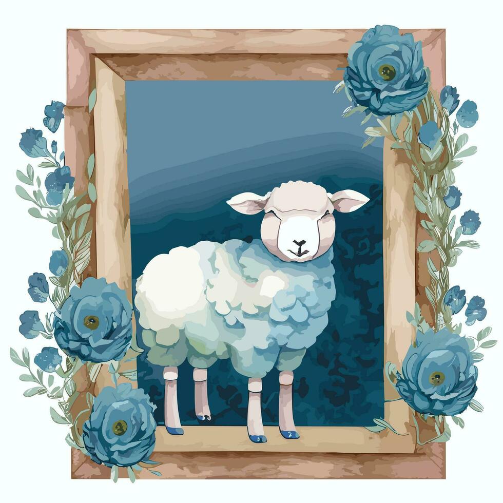 ferme animaux lumière bleu aquarelle clipart vecteur