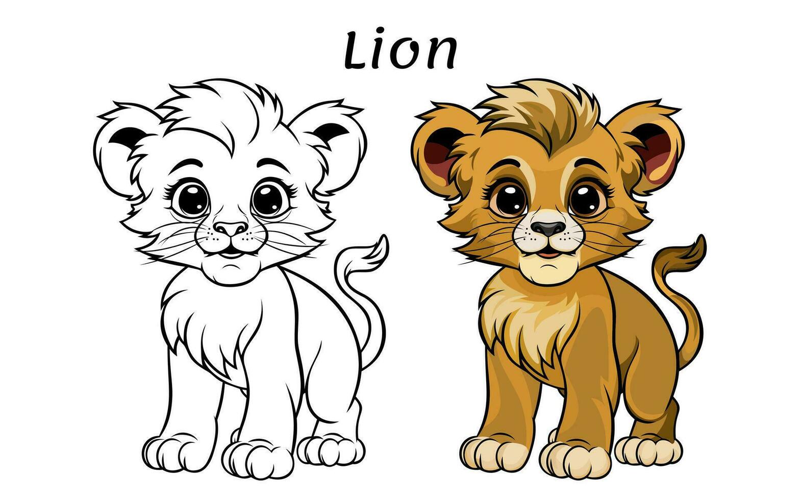 mignonne Lion animal coloration livre illustration vecteur