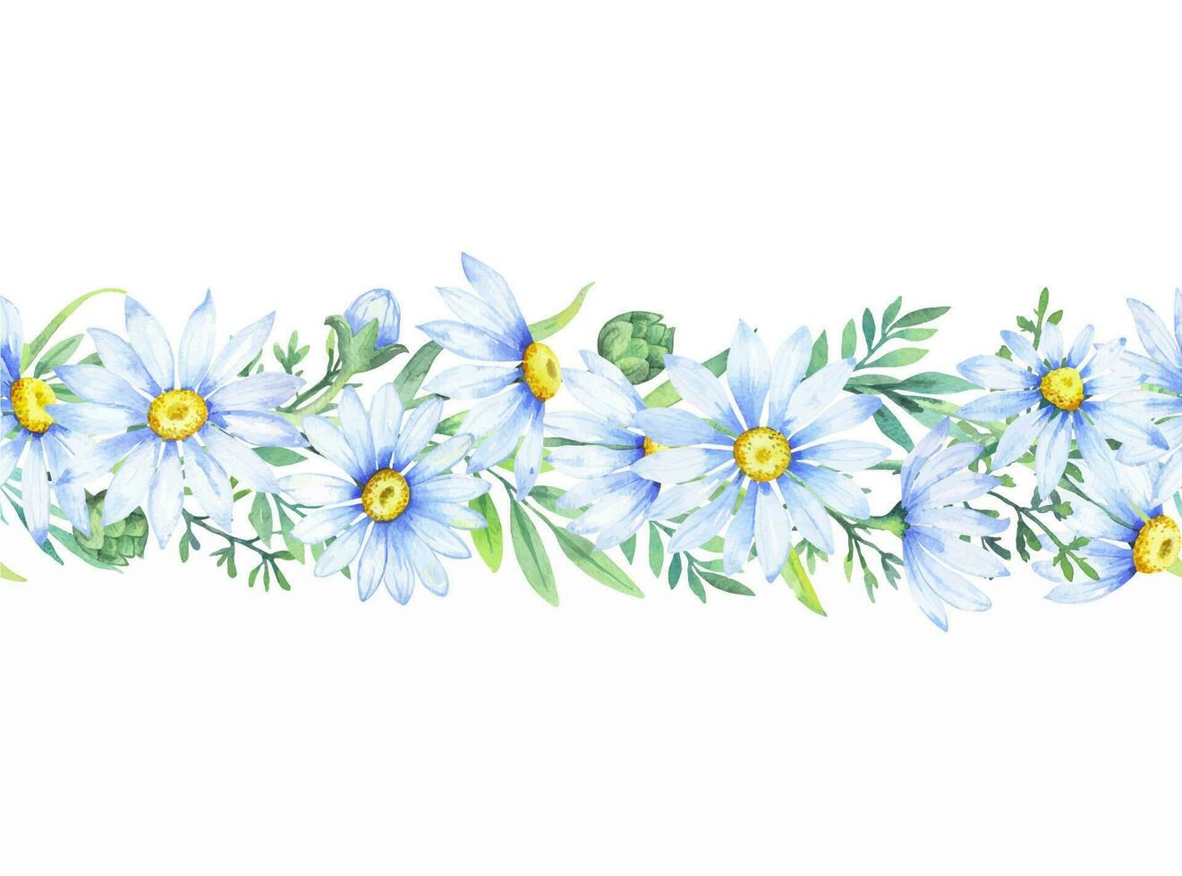 floral Marguerite frontière, aquarelle illustration. blanc Marguerite. floral botanique fleur. Cadre frontière ornement vecteur