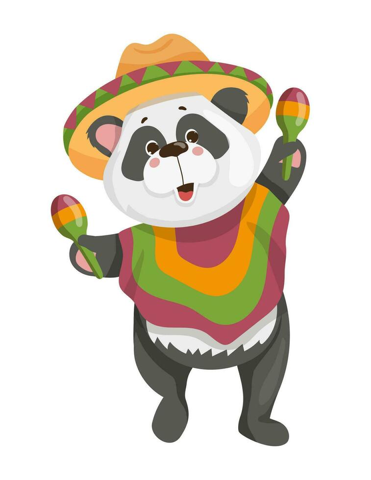 illustration de une Panda ours en jouant une maracas vecteur