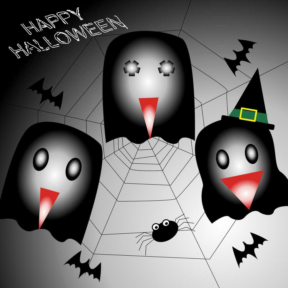 fantôme araignée et chauve souris pour Halloween concept vecteur