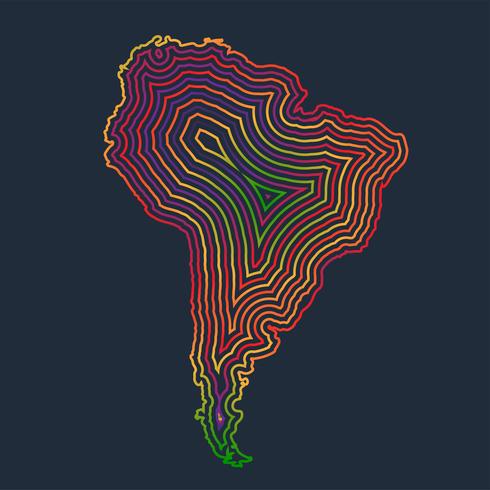 L&#39;Amérique du Sud colorée faite par coups, vector