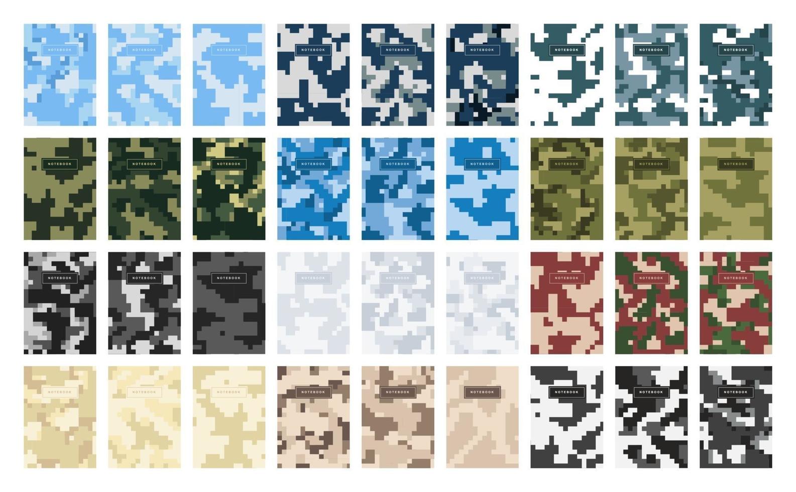 carnet de notes à couverture abstraite camouflage militaire et armée vecteur