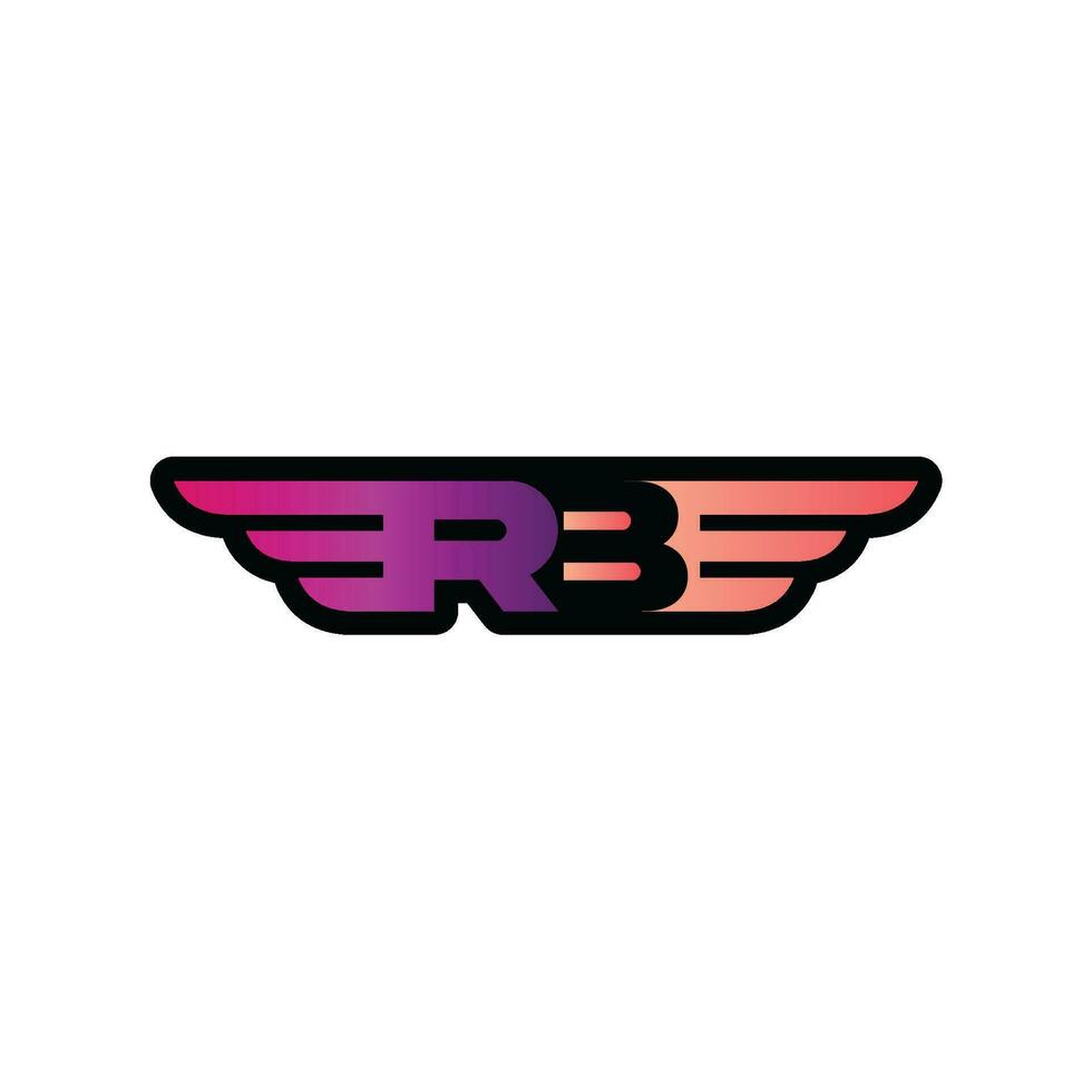 lettre rbe ailes logo modèle vecteur