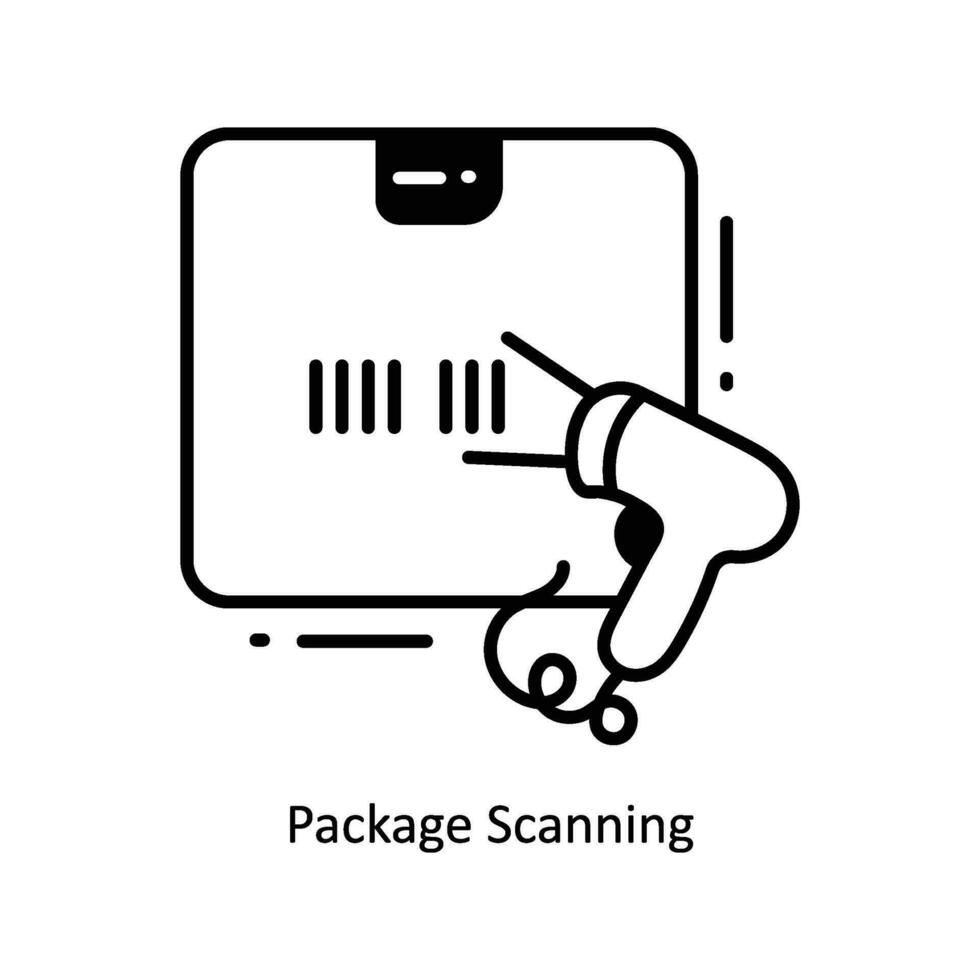paquet balayage griffonnage icône conception illustration. logistique et livraison symbole sur blanc Contexte eps dix fichier vecteur
