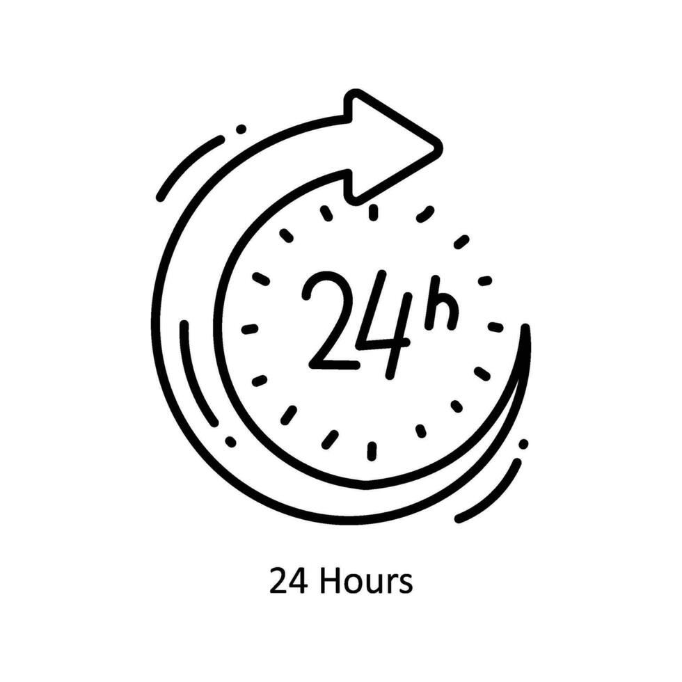 24 heures griffonnage icône conception illustration. logistique et livraison symbole sur blanc Contexte eps dix fichier vecteur