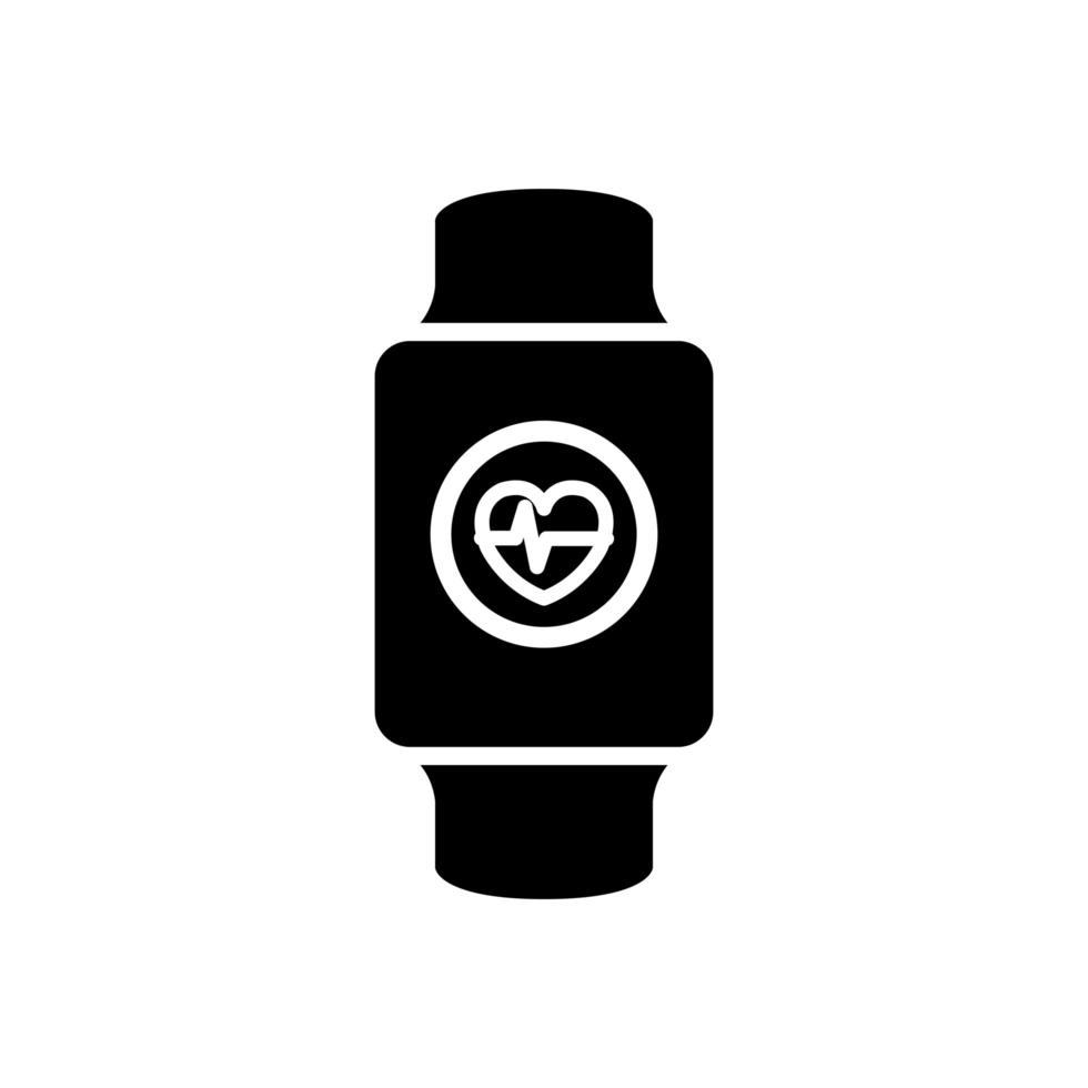 silhouette de l'icône isolé de l'appareil sport smartwatch vecteur