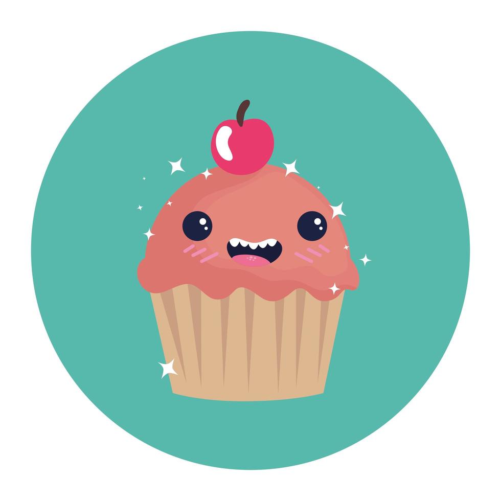 conception de vecteur de dessin animé dessert cupcake isolé