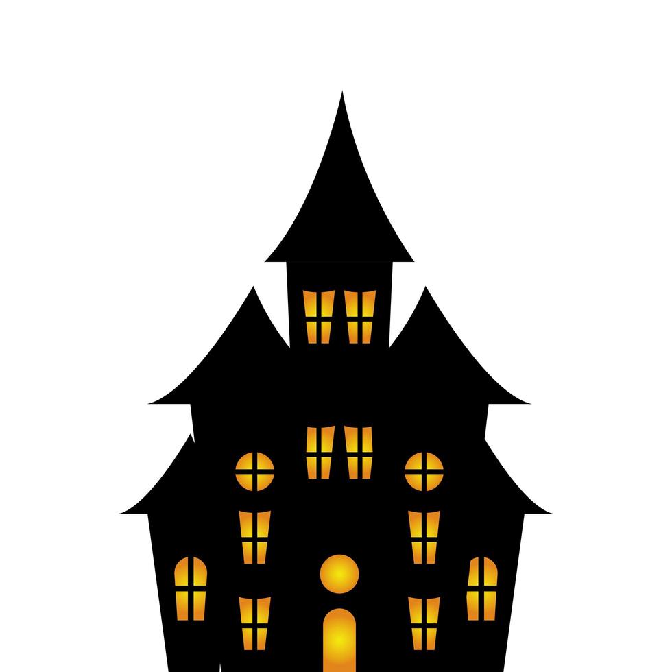 Icône isolé du château hanté halloween vecteur