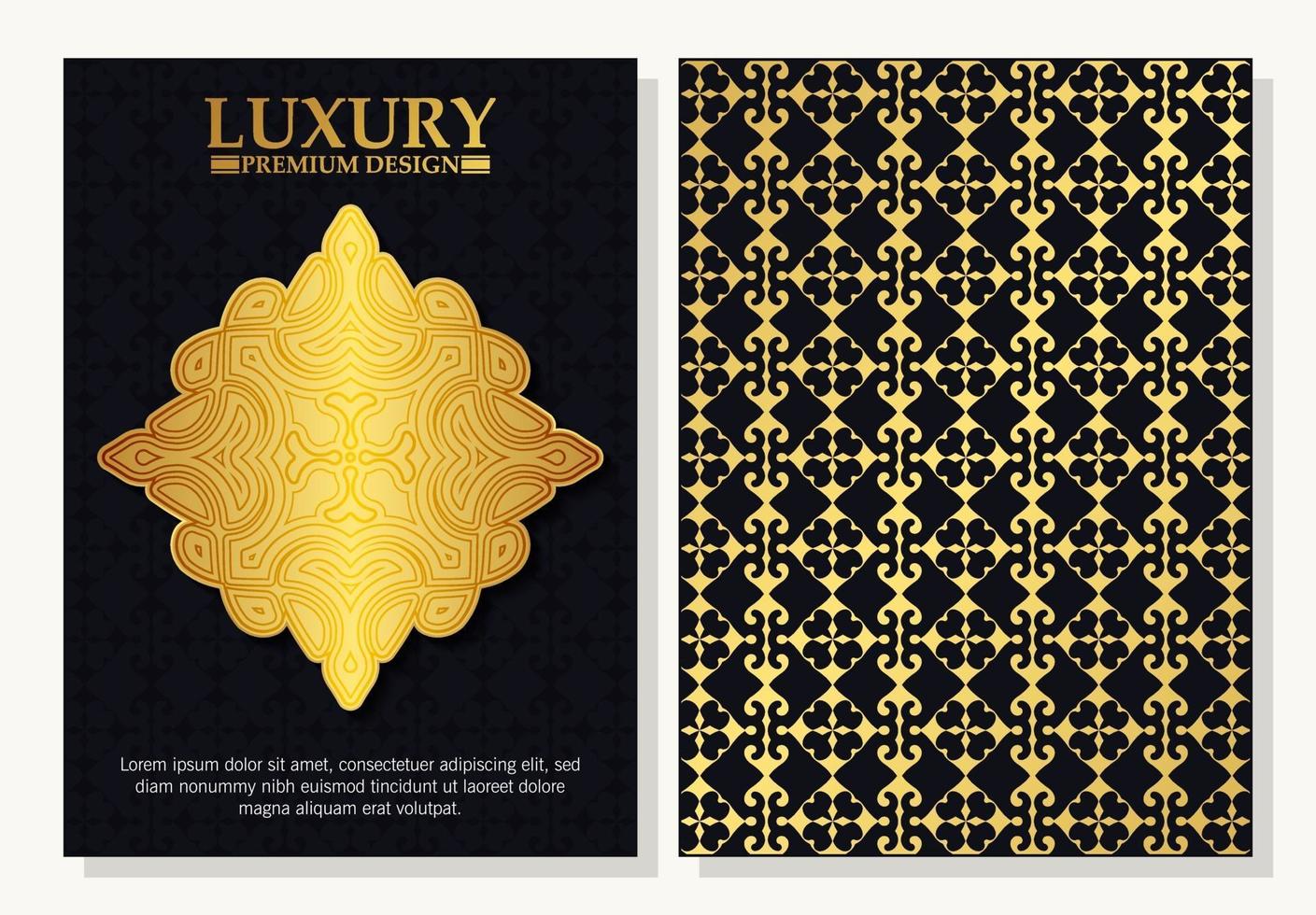 carte de voeux de modèle d'ornement d'or de luxe vecteur