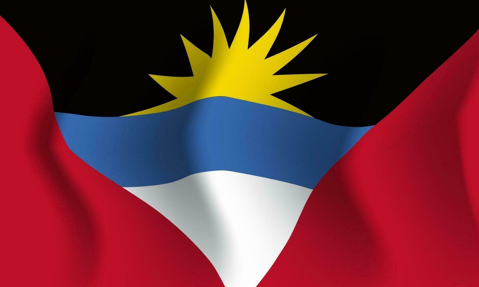 fond ondulant dans le vent drapeau d'antigua-et-barbuda. Contexte vecteur