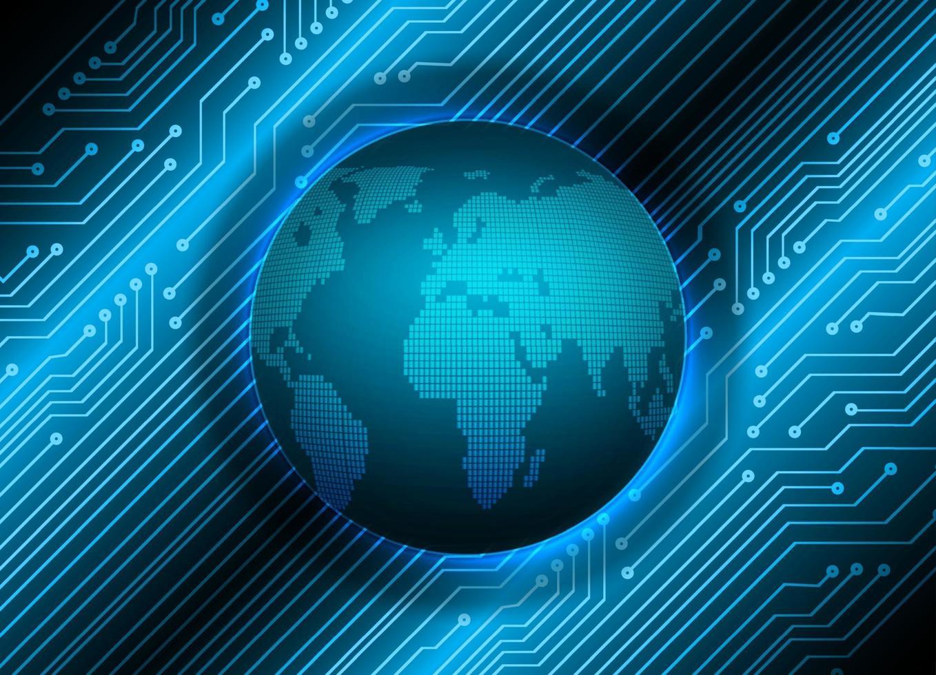 technologie future du circuit imprimé binaire mondial, cybersécurité hud bleue vecteur