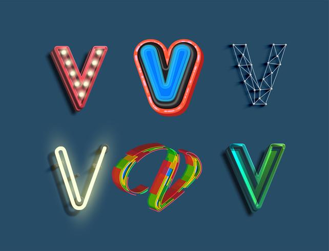 Un jeu de caractères de 6 polices de style différentes, vector