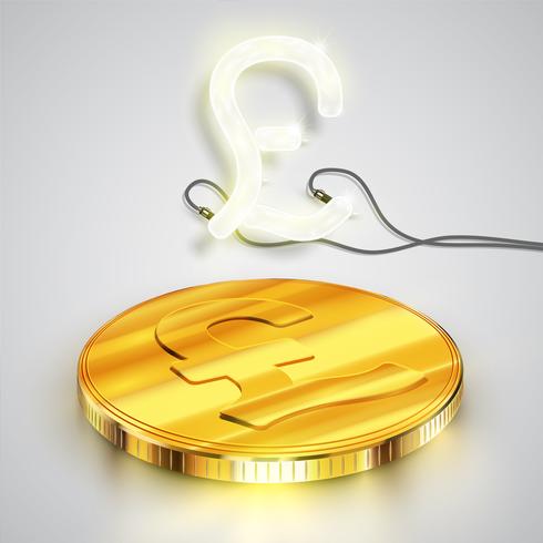 Pièce de monnaie avec personnage de néon, illustration vectorielle vecteur
