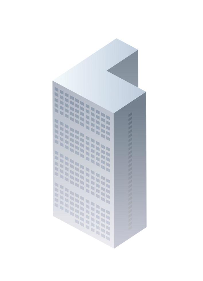bâtiment de gratte-ciel tridimensionnel isométrique du moderne vecteur