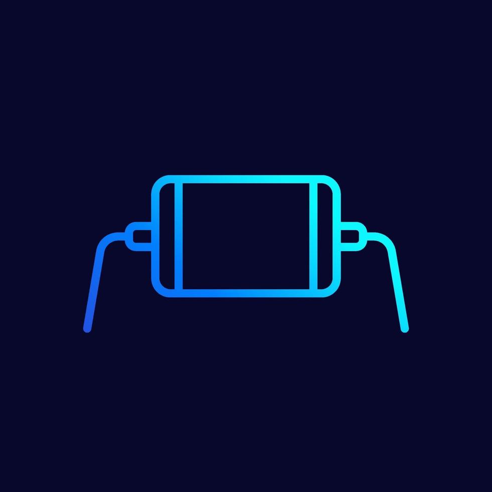 icône de ligne de résistance, composant électronique vecteur