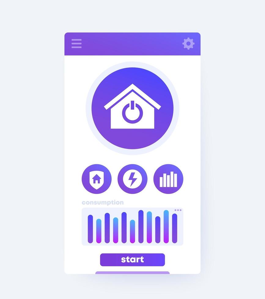 interface d'application de maison intelligente, conception d'interface utilisateur mobile, vecteur