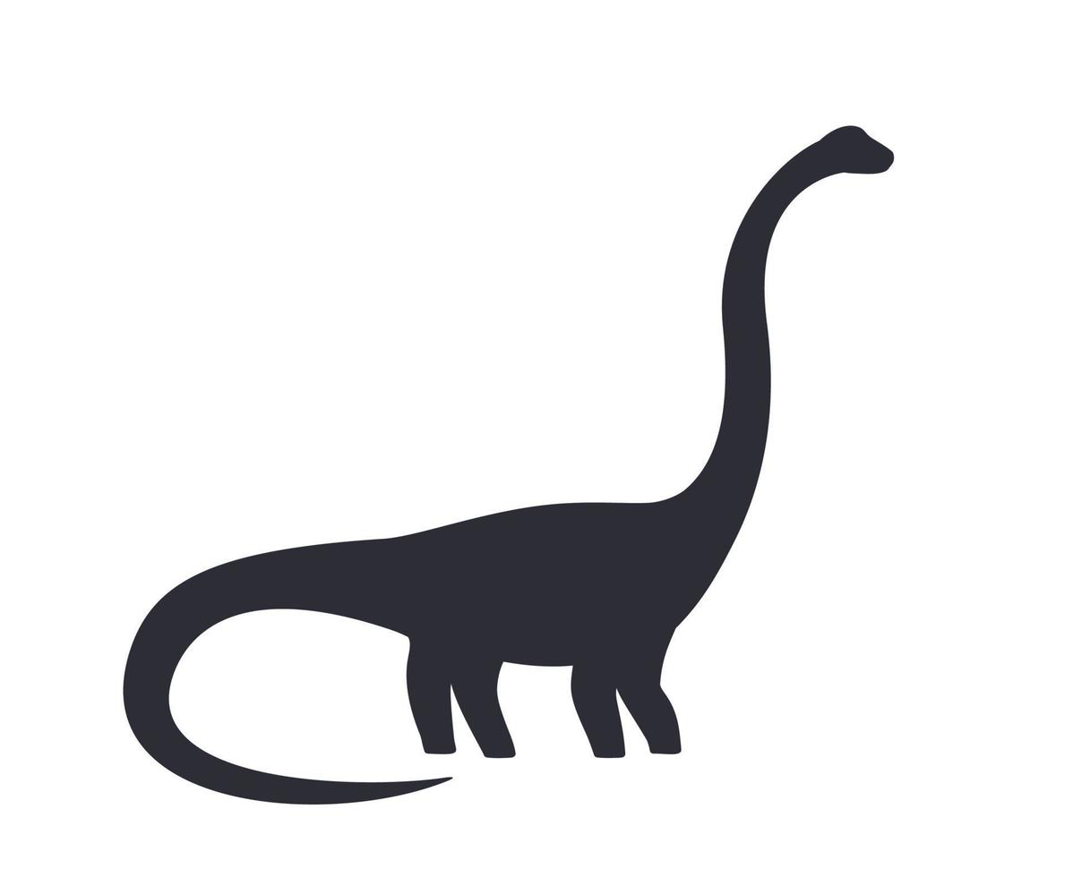 dinosaure, diplodocus silhouette isolé sur blanc vecteur
