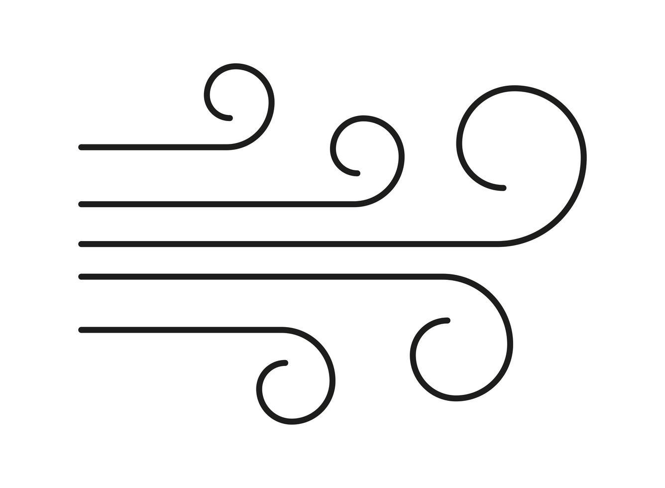 icône de vent isolé. symbole de vecteur météo vague tourbillon