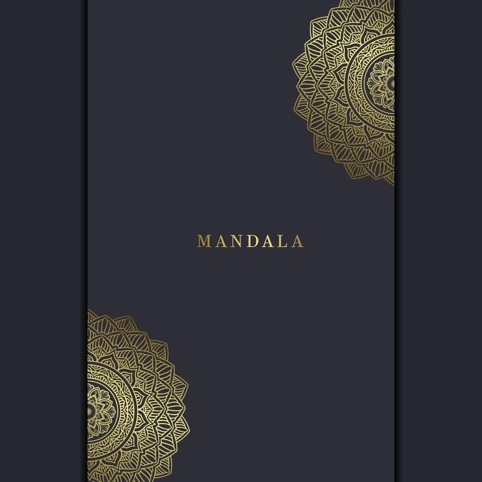 fond orné de mandala or de luxe pour invitation de mariage vecteur