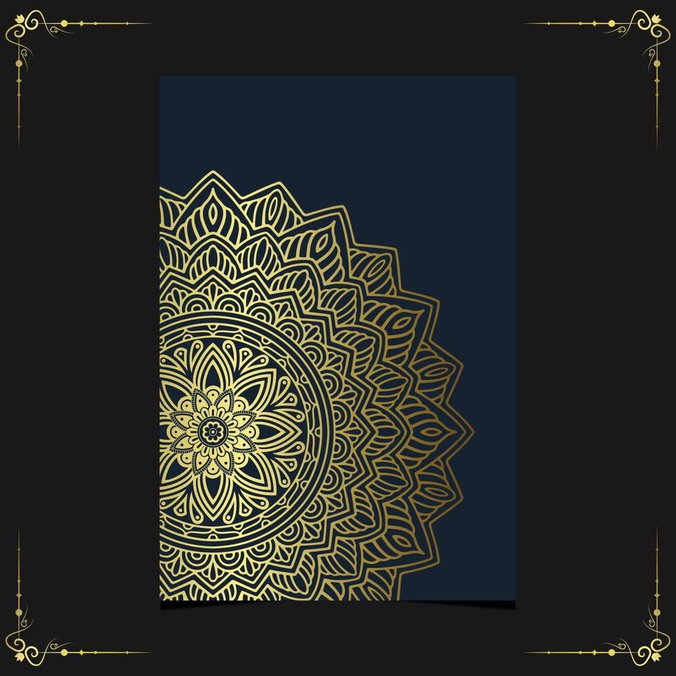 fond orné de mandala or de luxe pour invitation de mariage vecteur