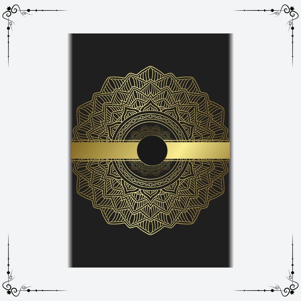 fond orné de mandala or de luxe pour invitation de mariage vecteur