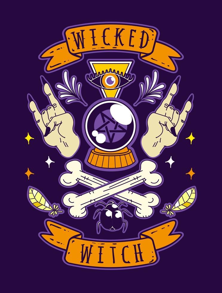 illustration vectorielle de méchante sorcière halloween vecteur
