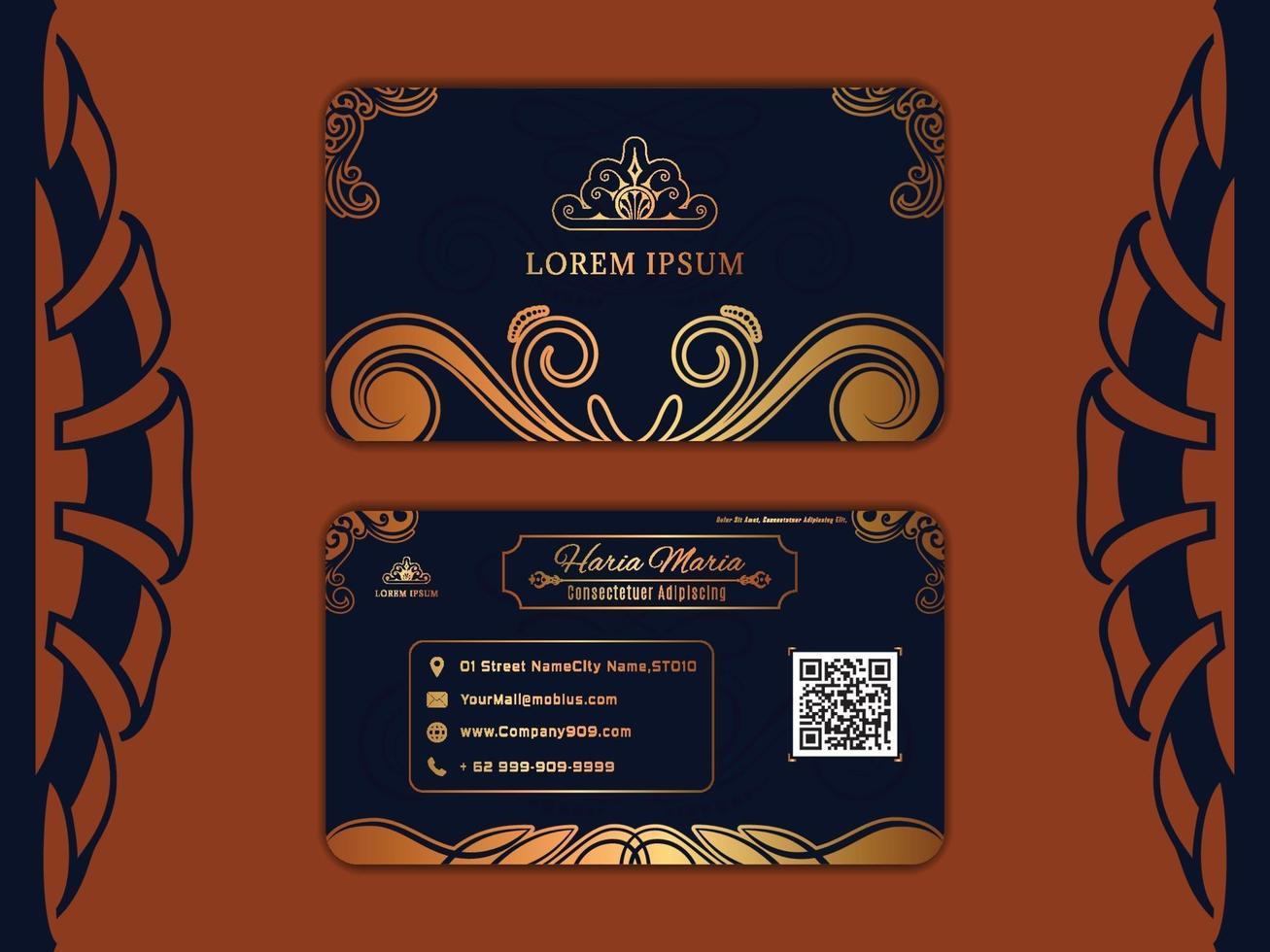 conception de carte de visite de luxe en or noir vecteur