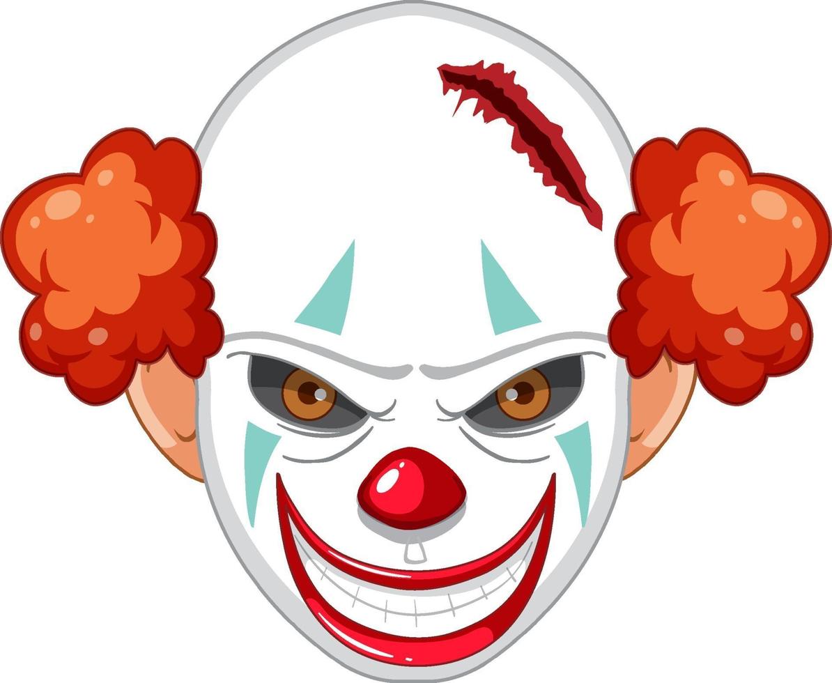 visage de clown effrayant sur fond blanc vecteur