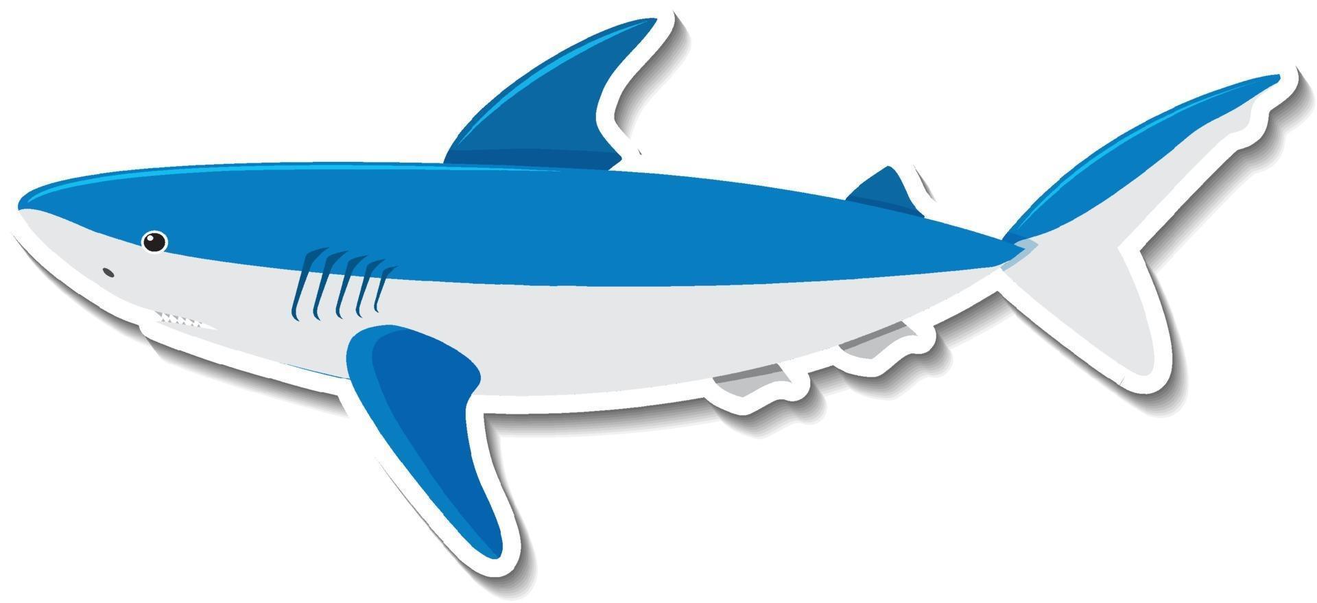 un autocollant de dessin animé d'animal marin de requin vecteur