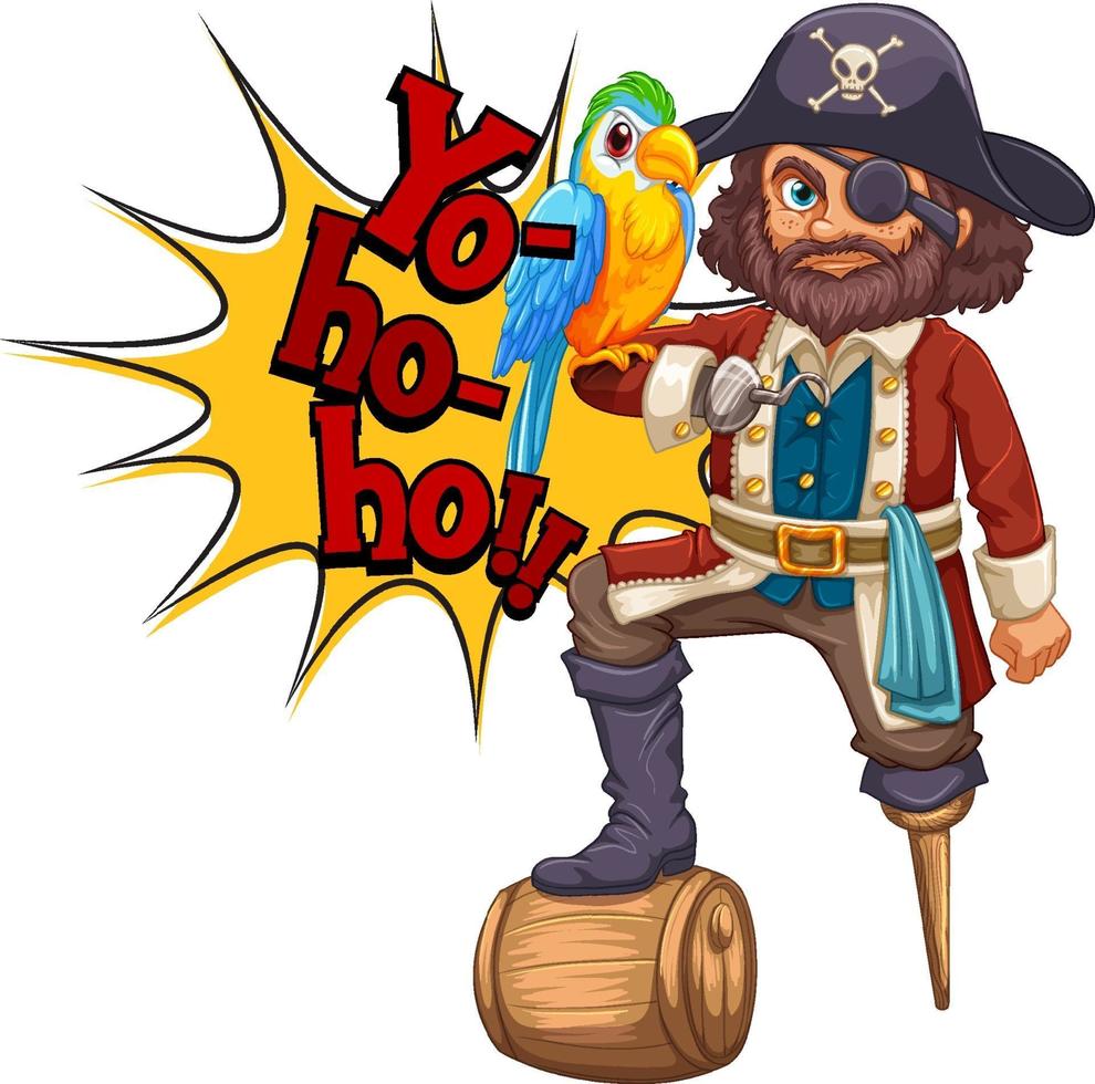 personnage de dessin animé capitaine crochet avec discours yo-ho-ho vecteur