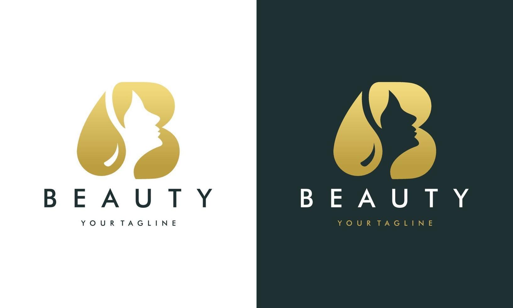 b lettre luxe beauté visage logo design vecteur