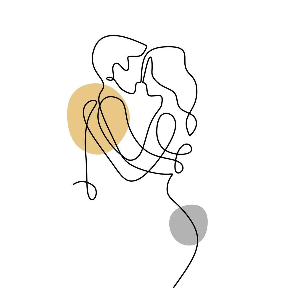 couple s'embrassant dessin au trait amour minimaliste et idée romantique vecteur