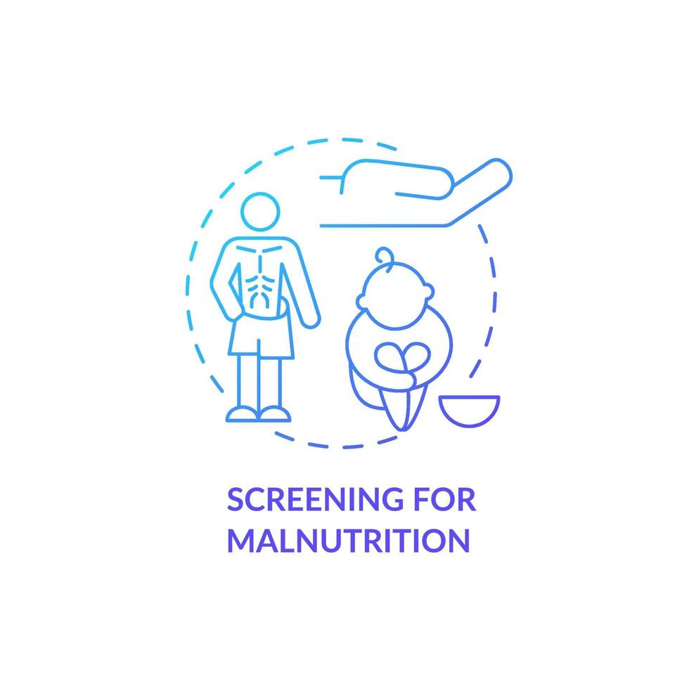 dépistage de l'icône de concept de malnutrition. vecteur