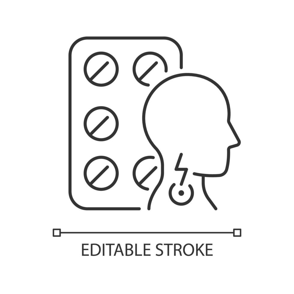 pastilles pour l'icône linéaire des maux de gorge vecteur