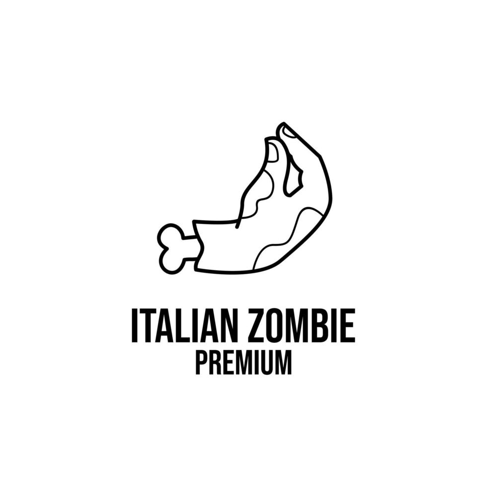 Conception d'icône de logo de geste de main de pomme de pin de zombie italien vecteur