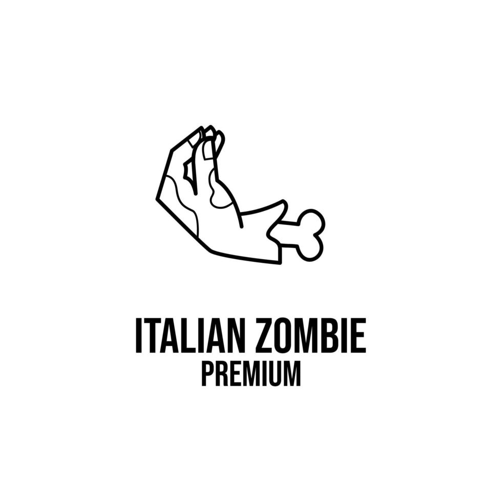 Conception d'icône de logo de geste de main de pomme de pin de zombie italien vecteur