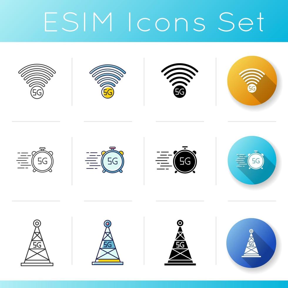 Ensemble d'icônes de la technologie 5g vecteur