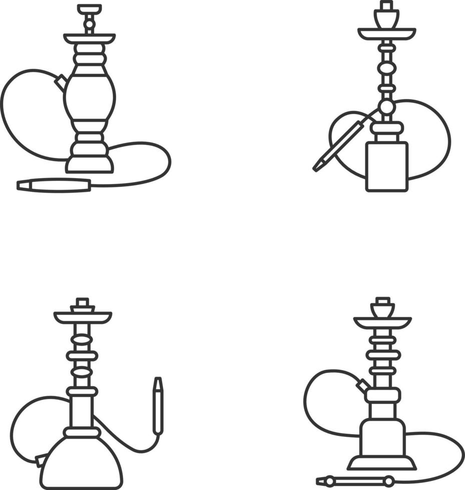 Ensemble d'icônes linéaires parfait pixel narguilé vecteur
