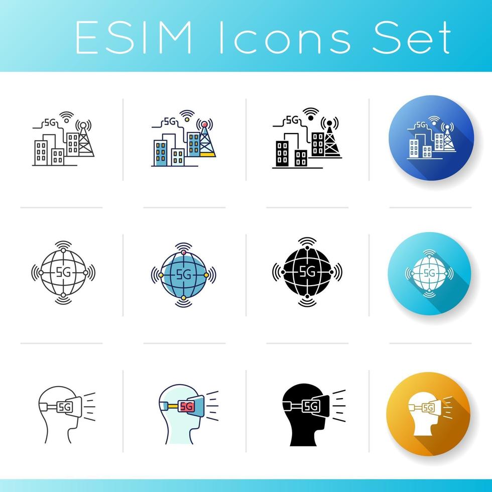 Ensemble d'icônes de la technologie 5g vecteur