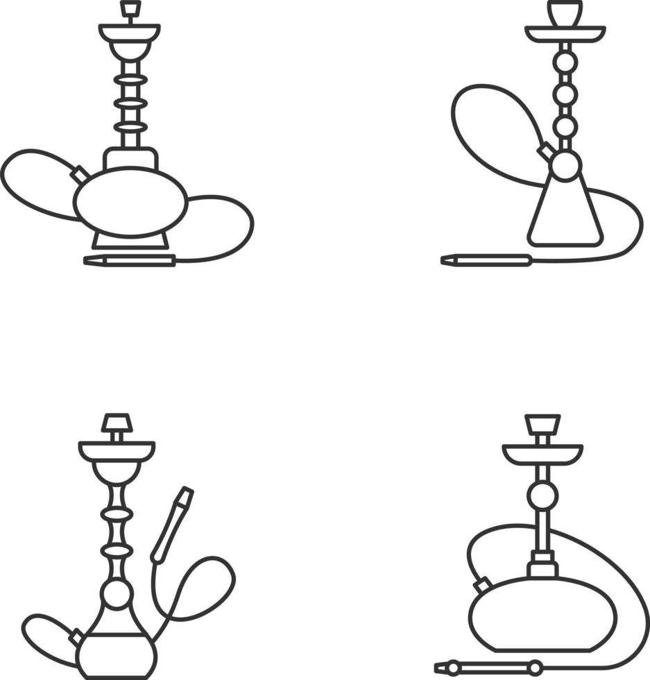 Ensemble d'icônes linéaires parfait pixel narguilé vecteur
