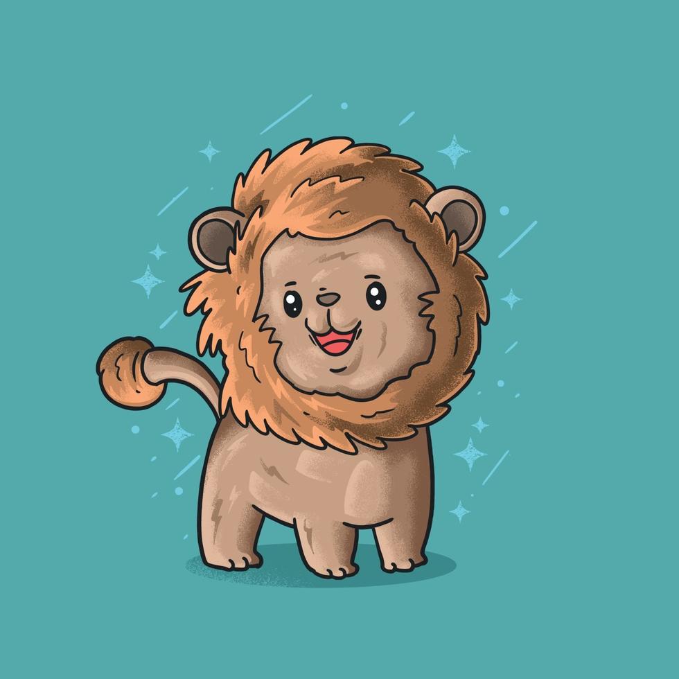 mignon petit lion souriant illustration vectorielle grunge vecteur