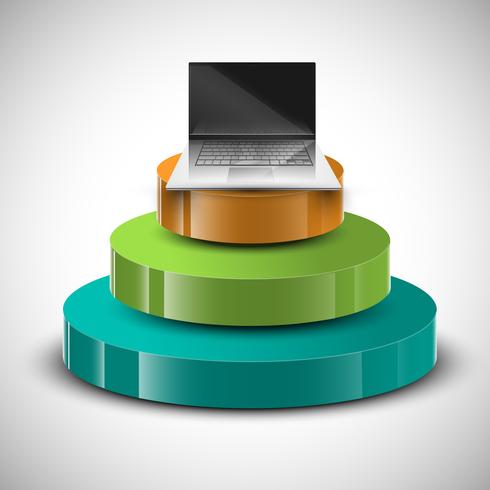 Conception de vecteur infographie 3D avec ordinateur portable sur le dessus