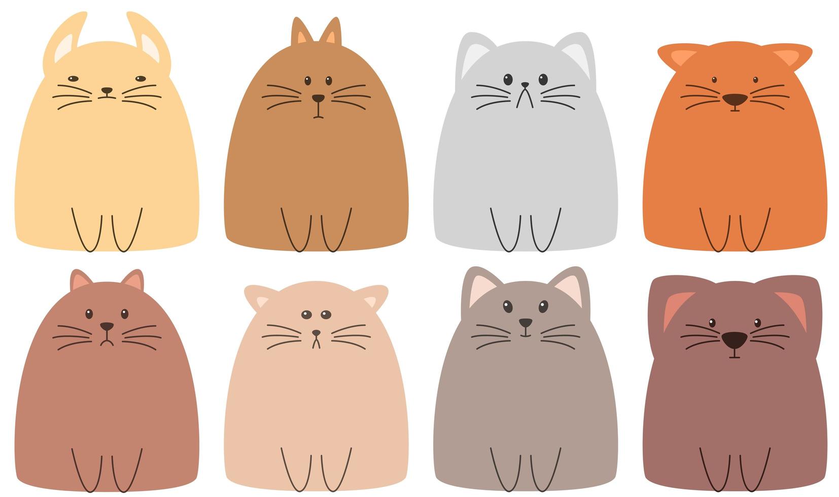 collection de chats de dessin animé mignon de différentes couleurs vecteur