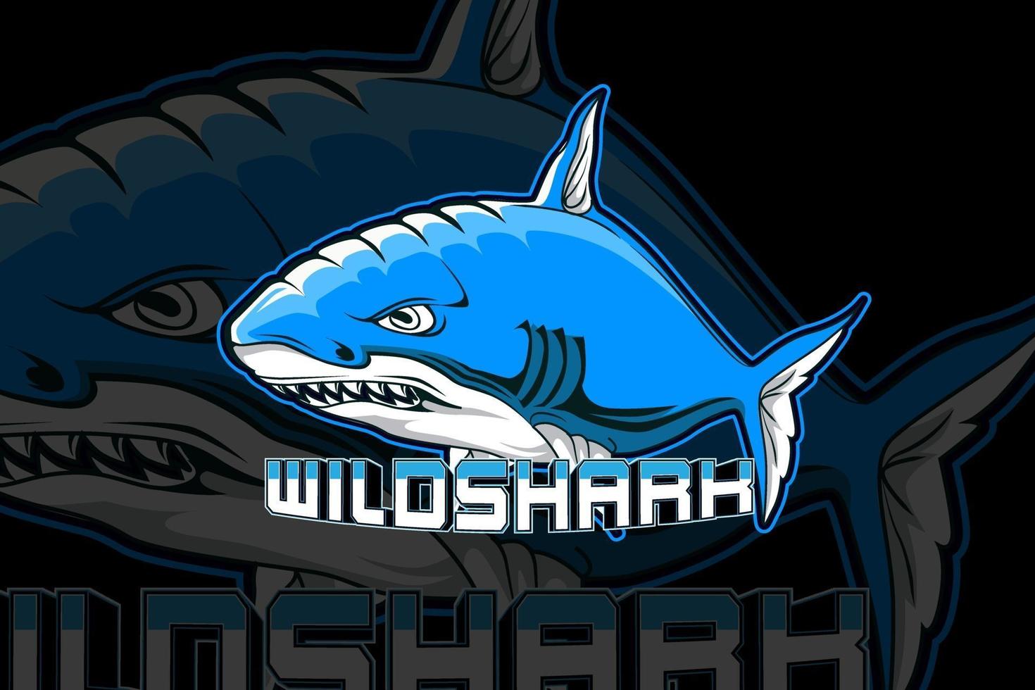 modèle de logo d'équipe e-sports de requin sauvage vecteur