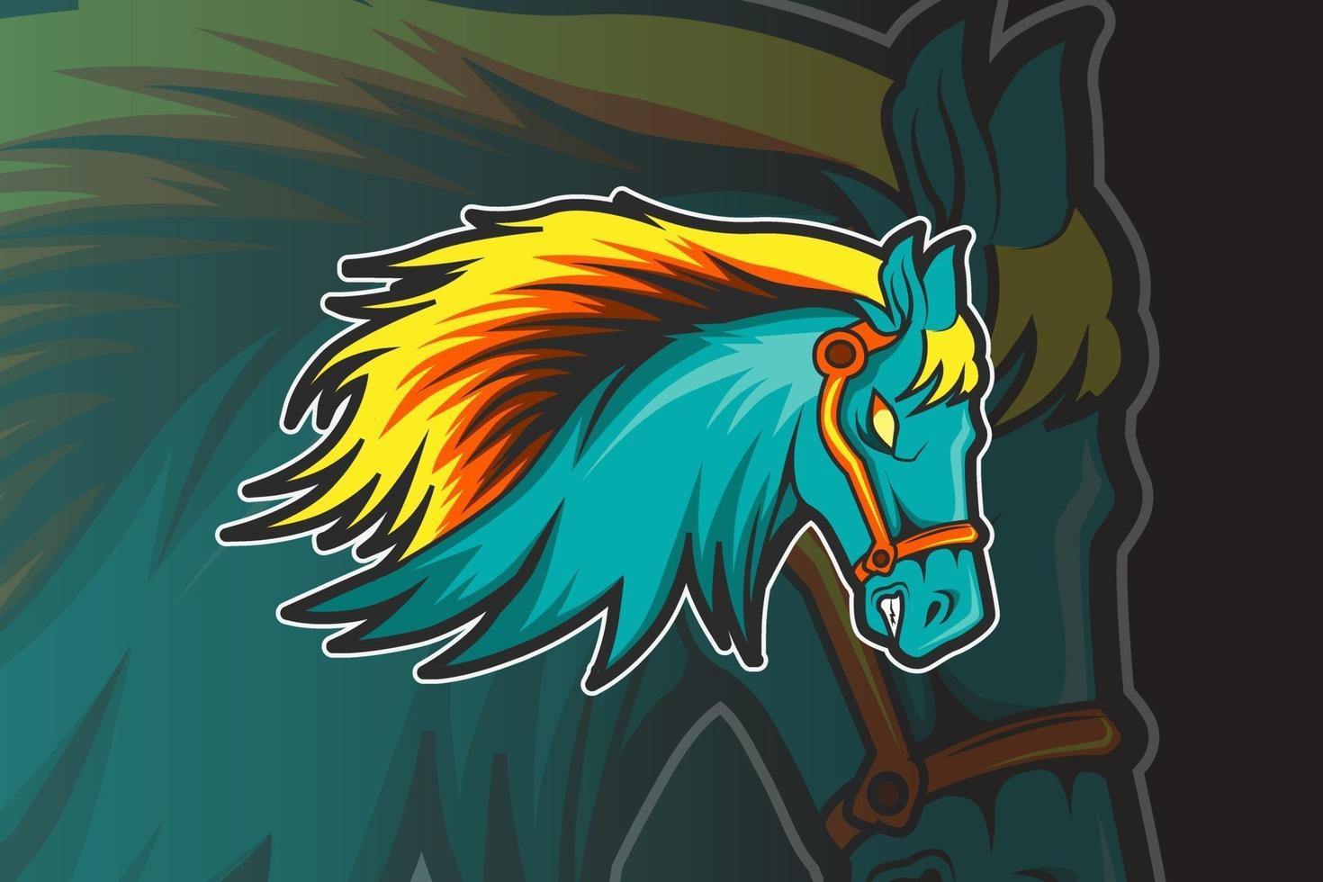 modèle de logo d'équipe e-sport avec cheval vecteur