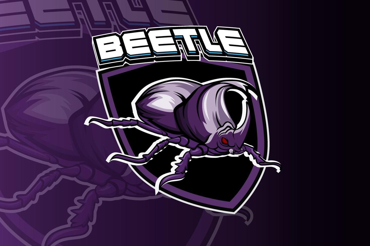 logo esport de mascotte de joueur de scarabée vecteur