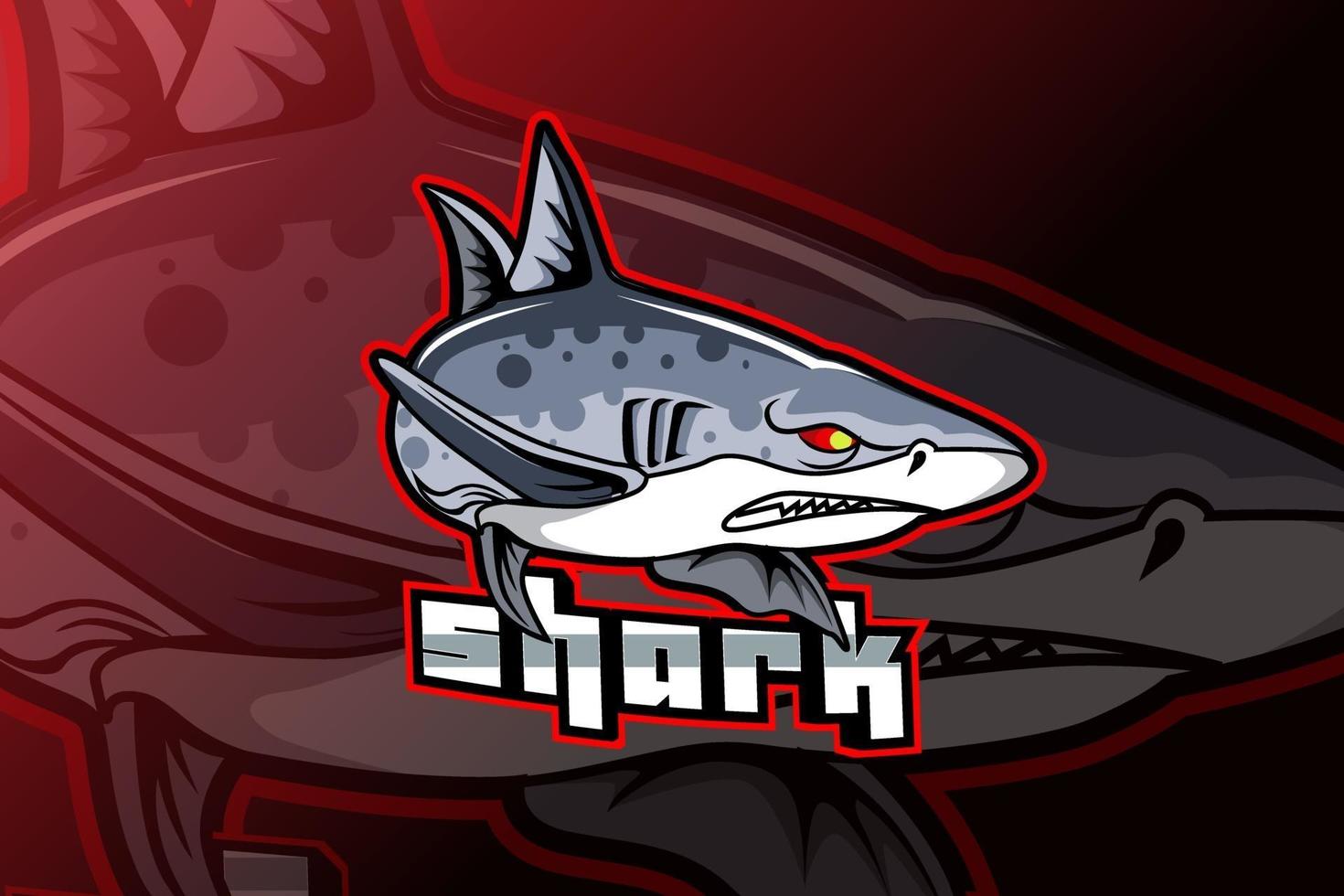 logo de mascotte de requin pour les jeux de sport électroniques vecteur