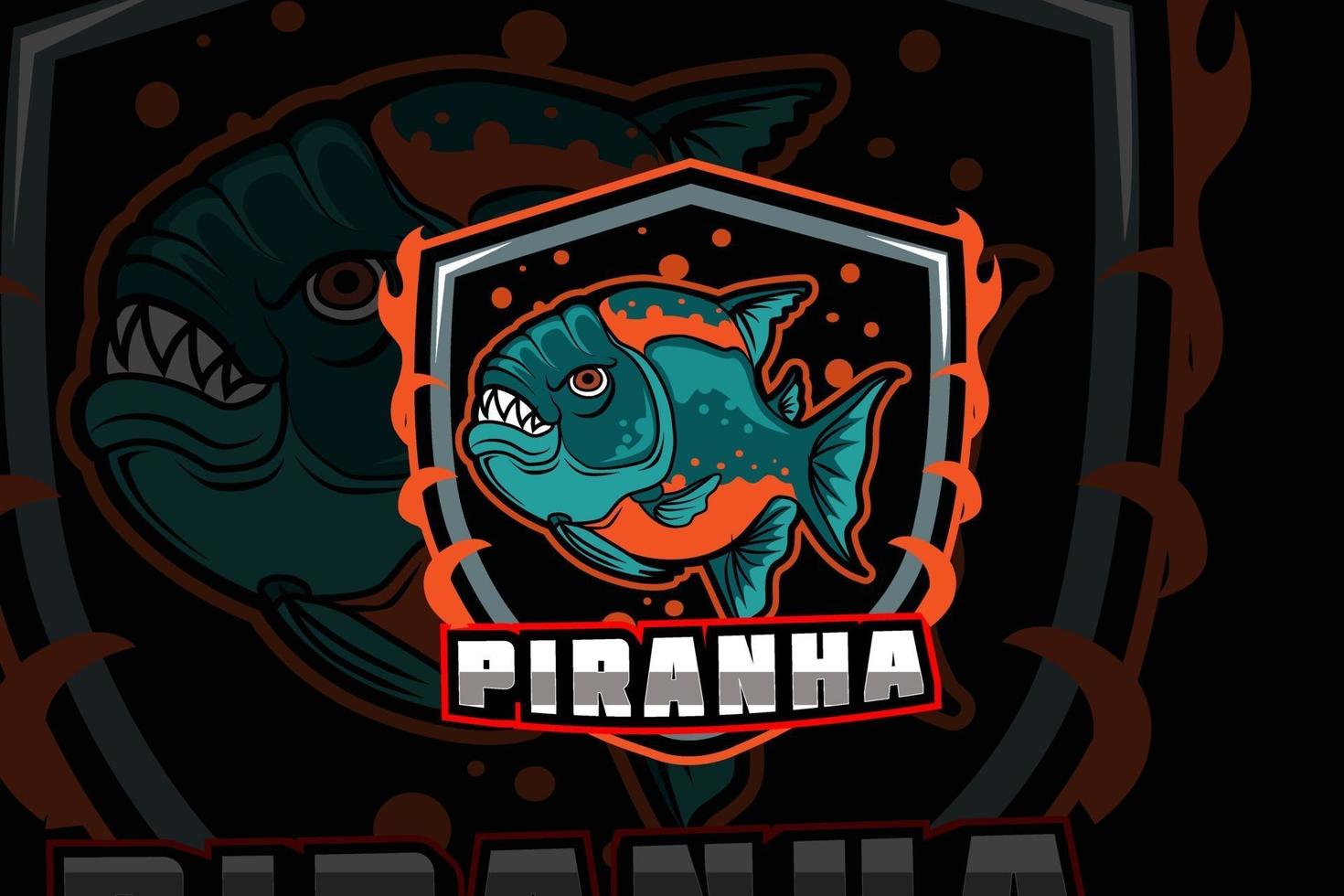 équipe e-sports piranha fish alligator vecteur