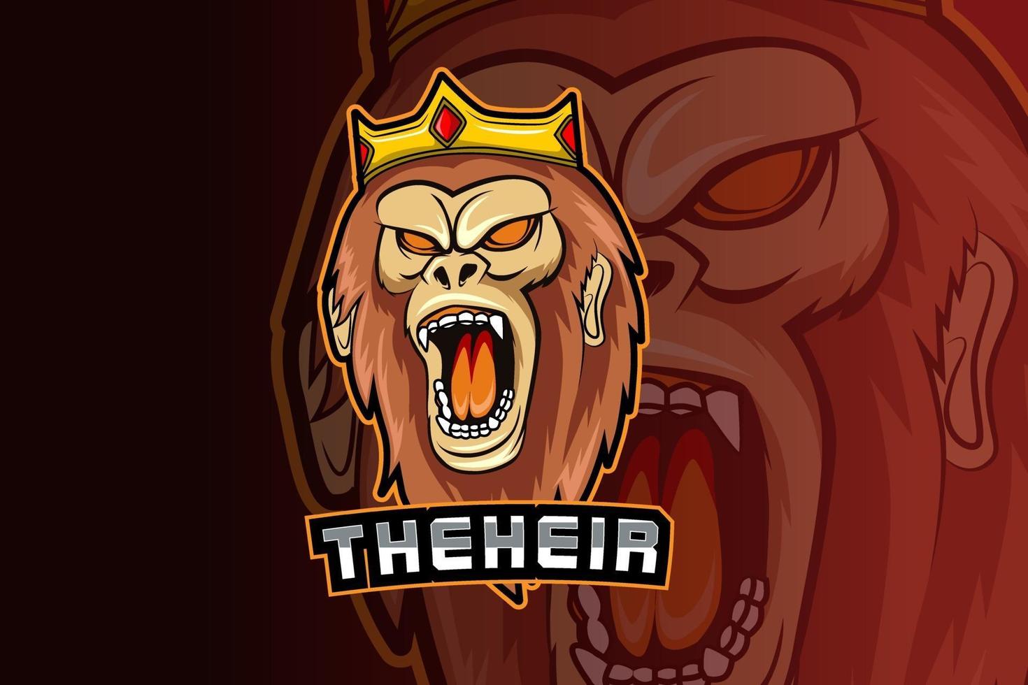 le modèle de logo de l'équipe d'e-sports king gorilla king kong vecteur